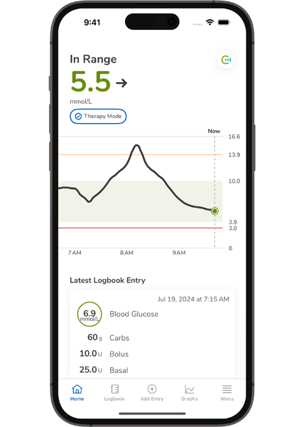  Screenshot of the SmartGuide CGM solutions’ Home screen.