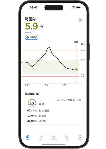 SmartGuide全智航連續葡萄糖監測解決方案感測器首頁畫面的畫面截圖。