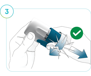  Illustration of Step 3: How to open the applicator, turning the twist cap and pulling it from the applicator.