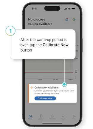 Screenshot of the SmartGuide apps’ Calibrate Now button.