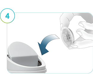 The image depicts the SmartGuide CGM sensor disposal.