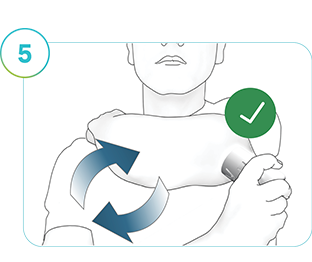 The image depicts a person applying a new SmartGuide sensor on a new location.